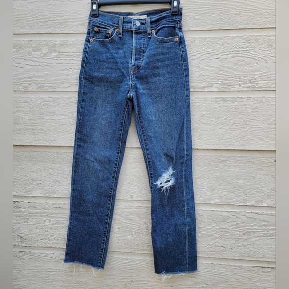 Levi's wedgie straight women's jeans size 25 color blue used excellent Condition - Picture 3 of 11